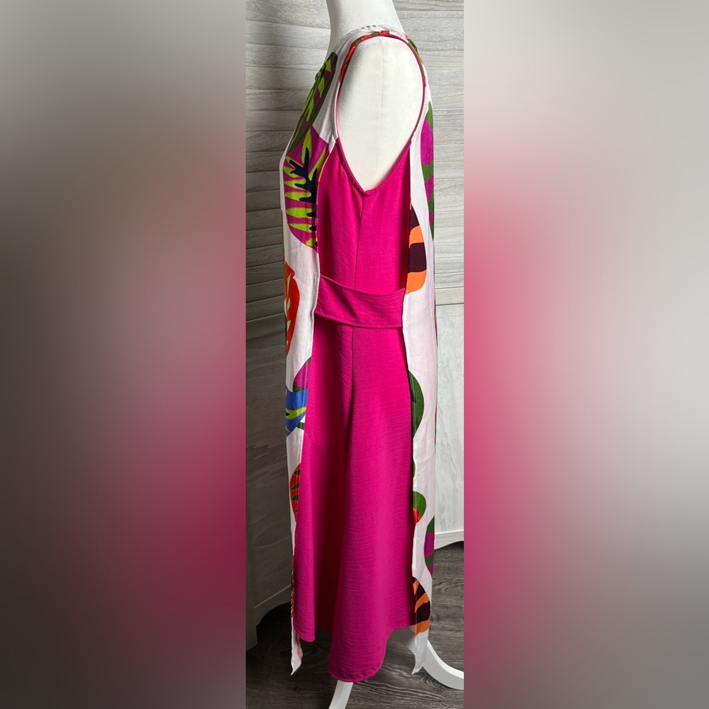 IC Collection Multi-Color Long Duster W/ Leaf Pattern - Picture 9 of 12